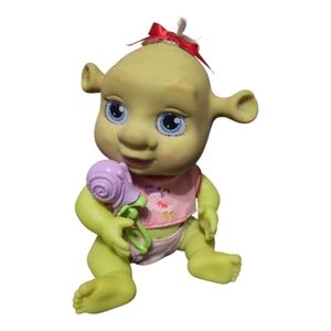 Talking Green Baby Doll with Red Bow